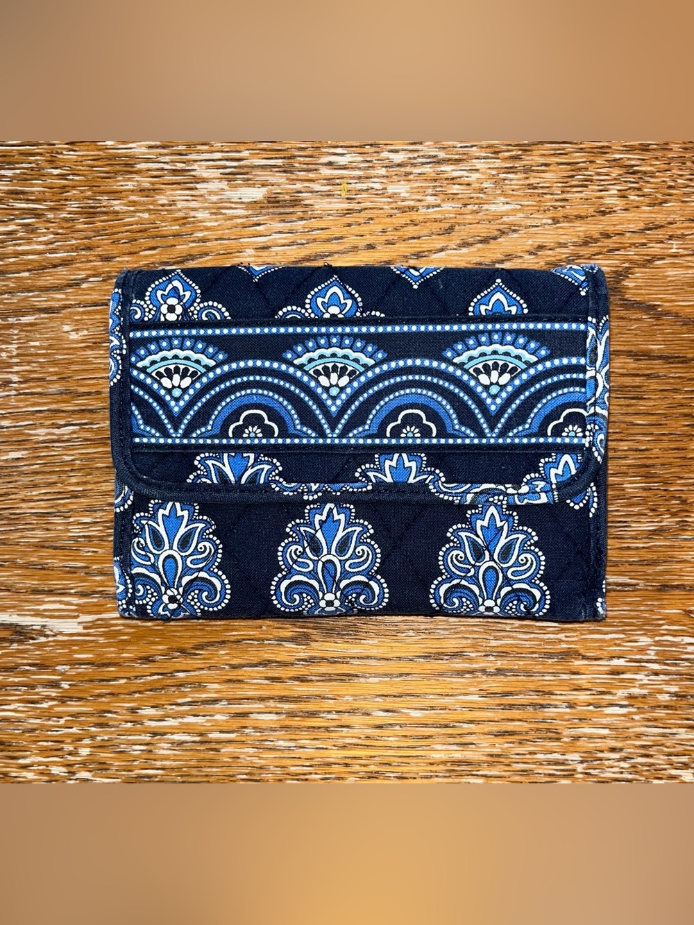 Vera Bradley Quilted Trifold Euro Wallet in the Calypso pattern.